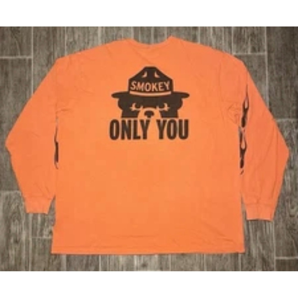 Filson Smokey Bear Graphic T-Shirt Mens 3XL Orange Flame Long Sleeve